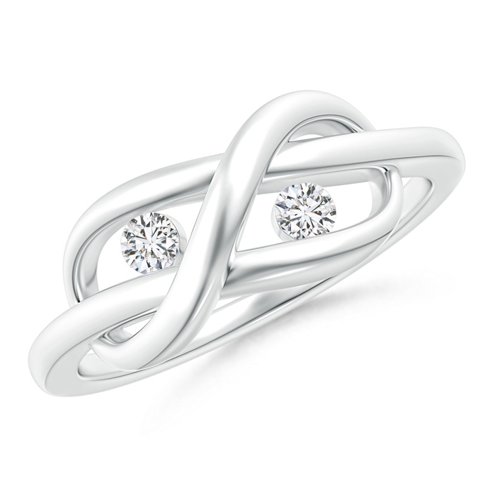 2.5mm HSI2 Two Stone Diamond Infinity Knot Ring in White Gold 