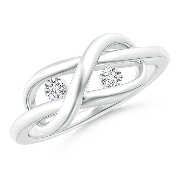 2.5mm HSI2 Two Stone Diamond Infinity Knot Ring in White Gold