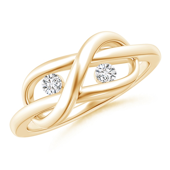 2.5mm HSI2 Two Stone Diamond Infinity Knot Ring in Yellow Gold