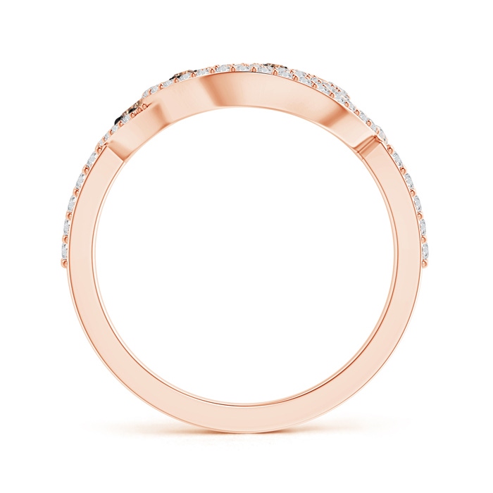 2mm AAA Coffee and White Diamond Heart Cocktail Ring in Rose Gold product image