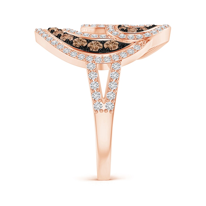 2mm AAA Coffee and White Diamond Heart Cocktail Ring in Rose Gold product image