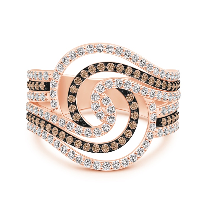 1.1mm AA Coffee and White Diamond Swirl Cocktail Ring in Rose Gold Product Image
