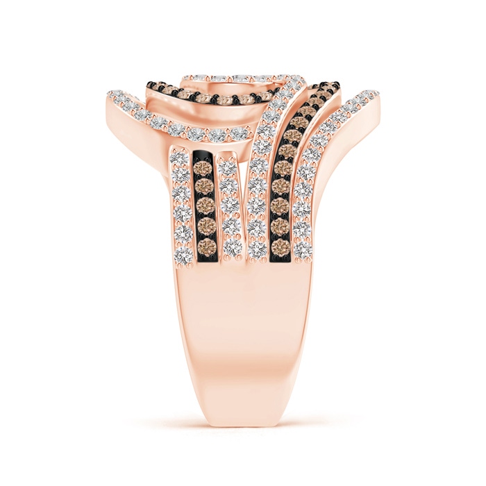 1.1mm AA Coffee and White Diamond Swirl Cocktail Ring in Rose Gold Product Image