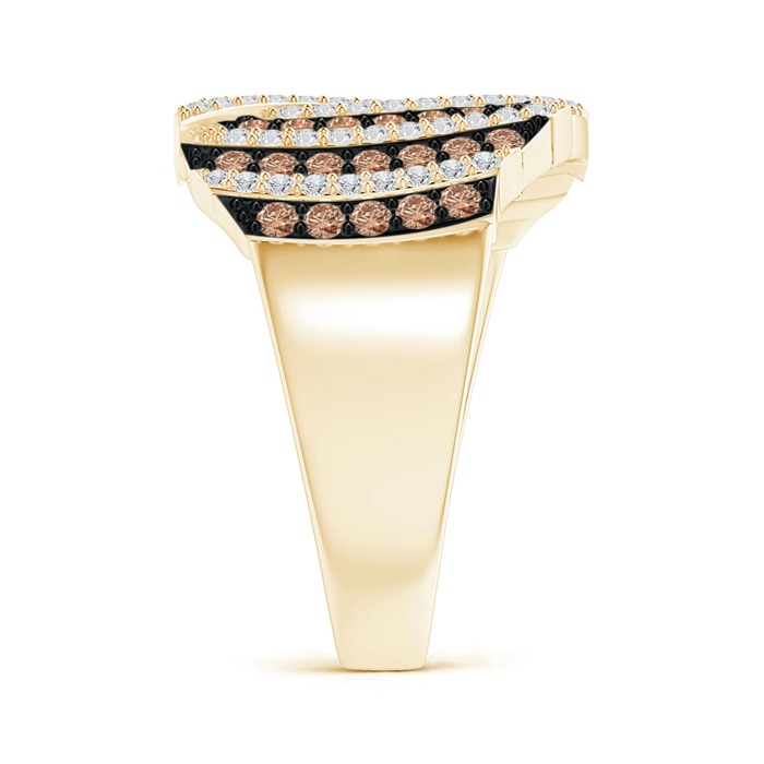 1.5mm AAA Alternating Coffee and White Diamond Cocktail Ring in Yellow Gold product image