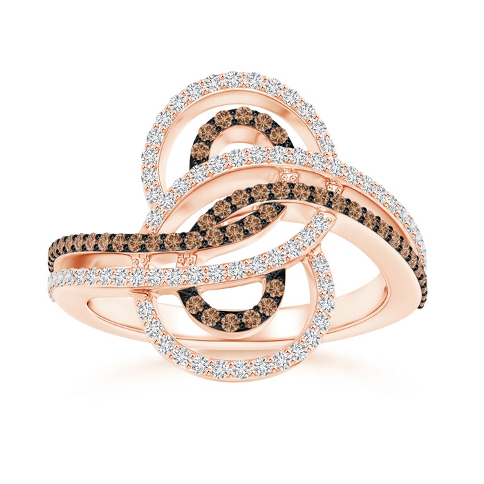 1mm AAA Twin-Row Coffee and White Diamond Modern Infinity Ring in Rose Gold