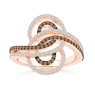 1mm AAA Twin-Row Coffee and White Diamond Modern Infinity Ring in Rose Gold