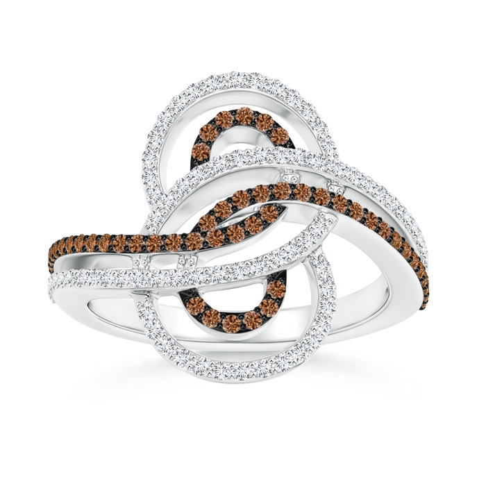 1mm AAAA Twin-Row Coffee and White Diamond Modern Infinity Ring in White Gold