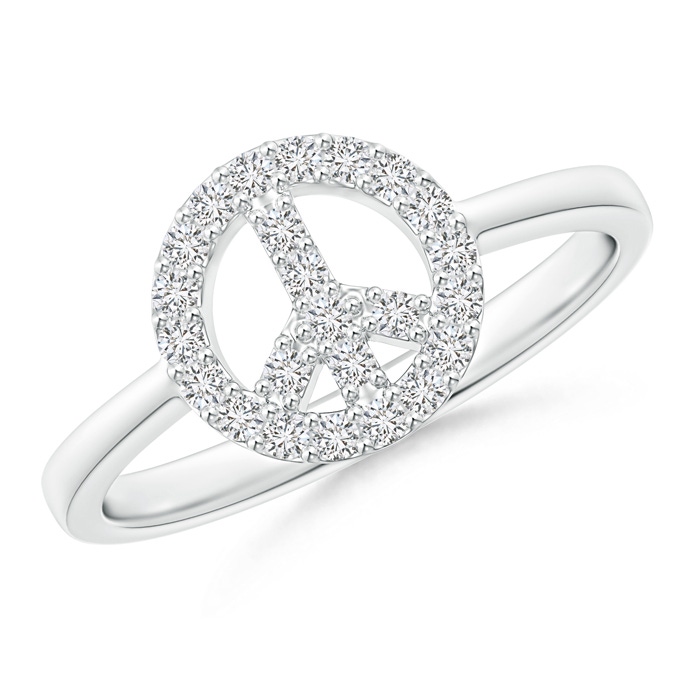 1.25mm HSI2 Tapered-Shank Diamond Peace Sign Ring in White Gold