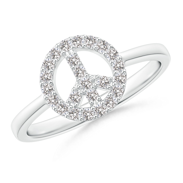 1.25mm IJI1I2 Tapered-Shank Diamond Peace Sign Ring in White Gold 