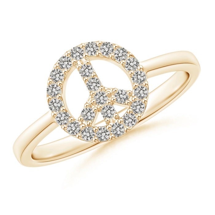 1.25mm KI3 Tapered-Shank Diamond Peace Sign Ring in Yellow Gold 