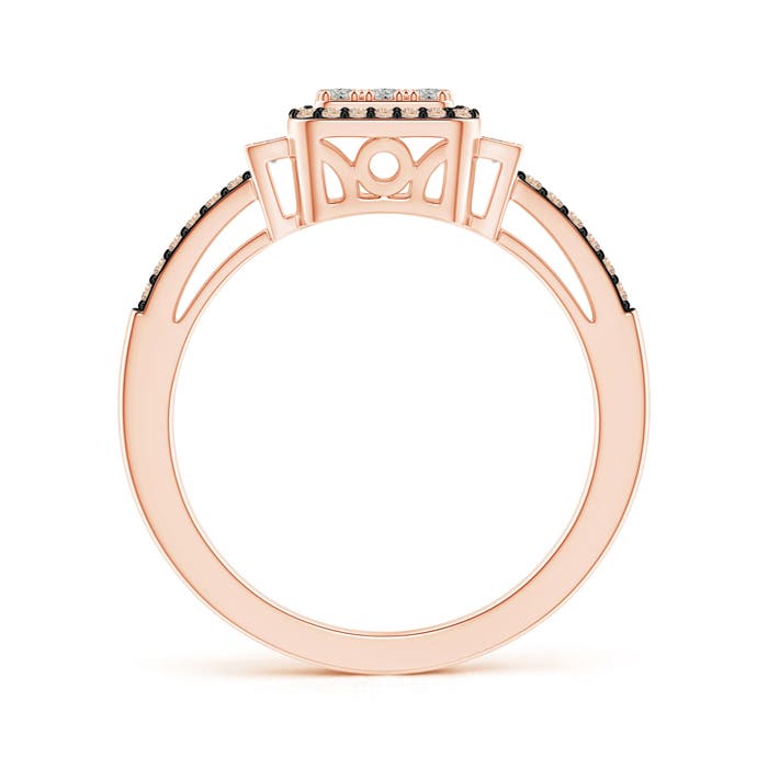 1mm A Split Shank Brown and White Diamond Square Cluster Ring in Rose Gold