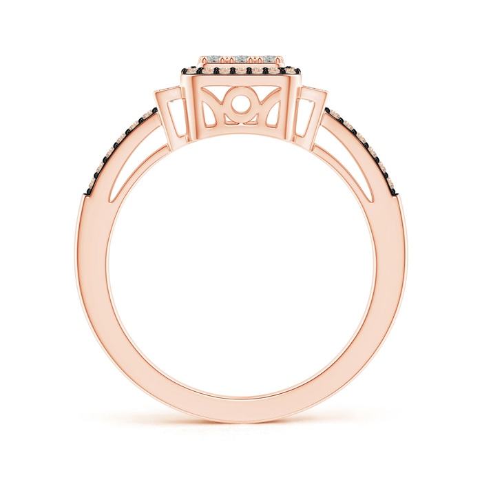 1mm A Split Shank Brown and White Diamond Square Cluster Ring in Rose Gold Product Image