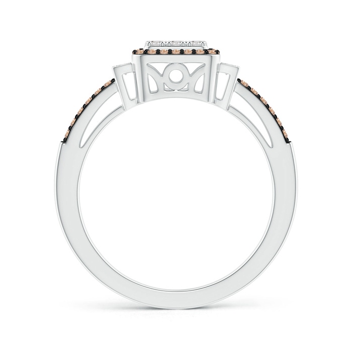 1mm AA Split Shank Brown and White Diamond Square Cluster Ring in P950 Platinum product image