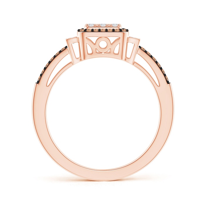 1mm AAA Split Shank Brown and White Diamond Square Cluster Ring in Rose Gold product image