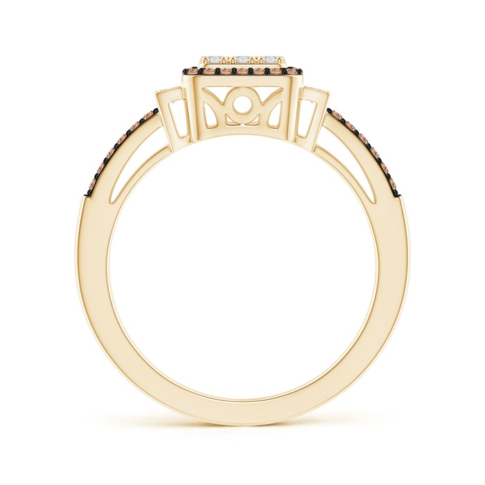 1mm AAA Split Shank Brown and White Diamond Square Cluster Ring in Yellow Gold Product Image