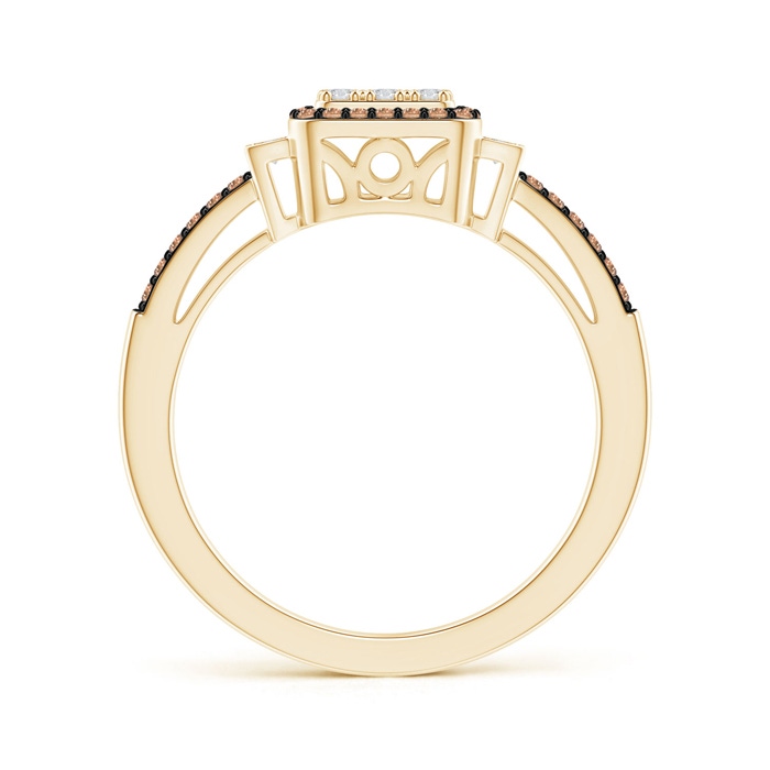 1mm AAA Split Shank Brown and White Diamond Square Cluster Ring in Yellow Gold product image