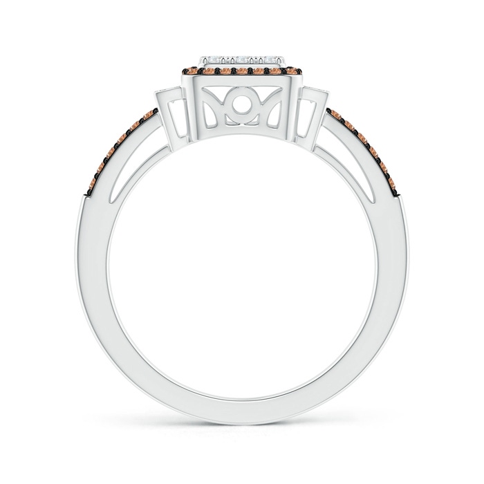 1mm AAAA Split Shank Brown and White Diamond Square Cluster Ring in P950 Platinum Product Image