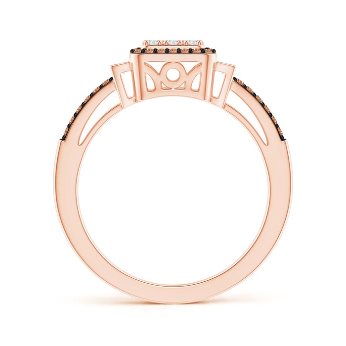 1mm AAAA Split Shank Brown and White Diamond Square Clustre Ring in Rose Gold Product Image