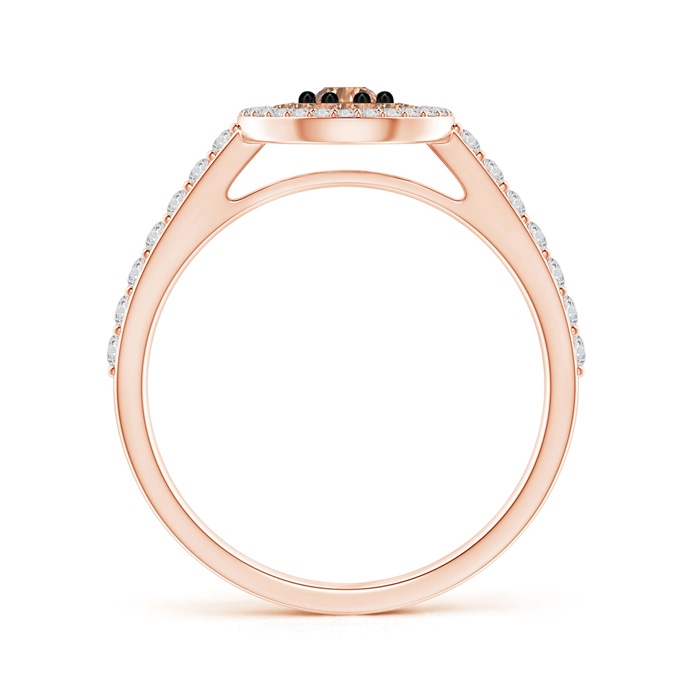 3.1mm AAA White and Coffee Diamond Cluster Halo Ring in Rose Gold Product Image