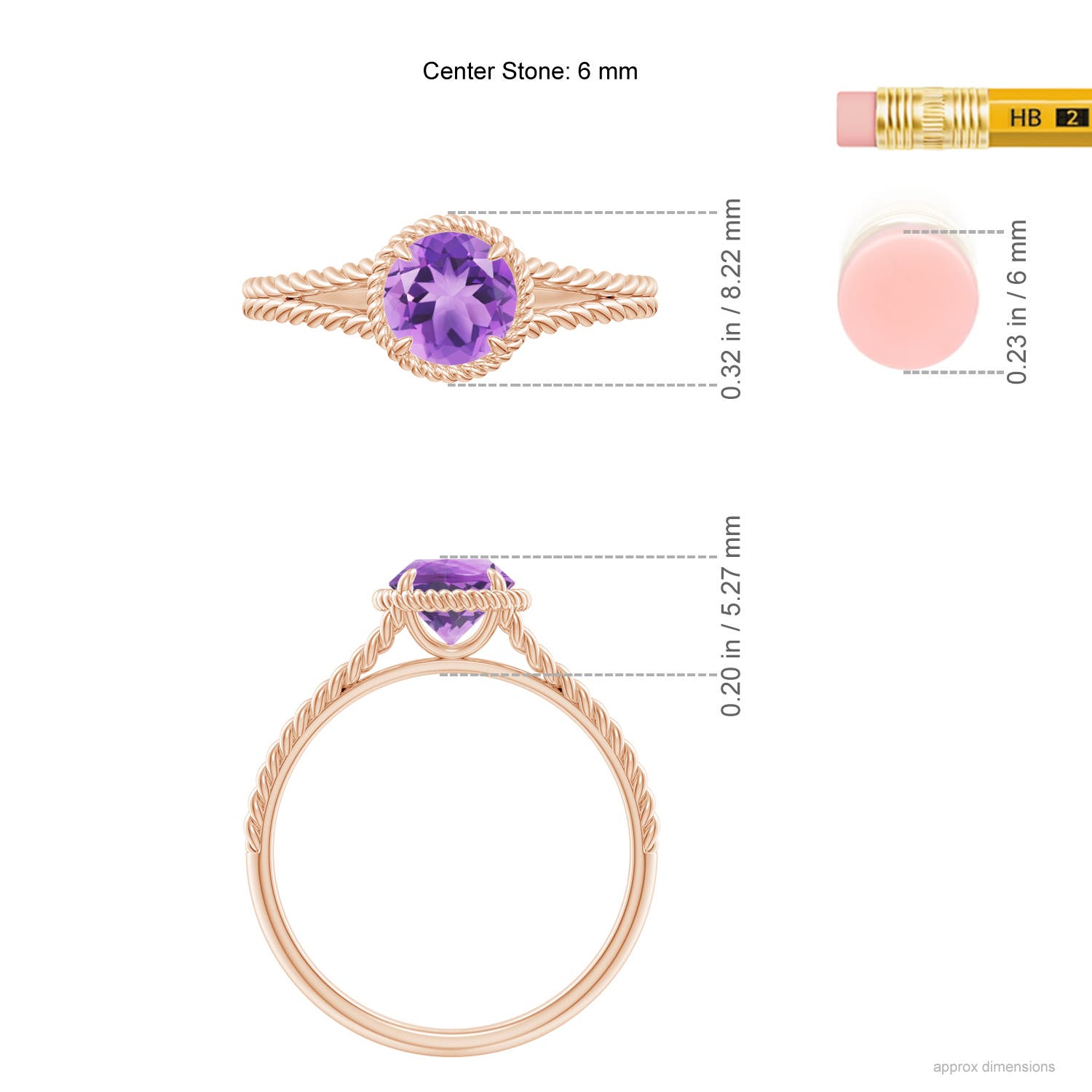 A - Amethyst / 0.8 CT / 14 KT Rose Gold