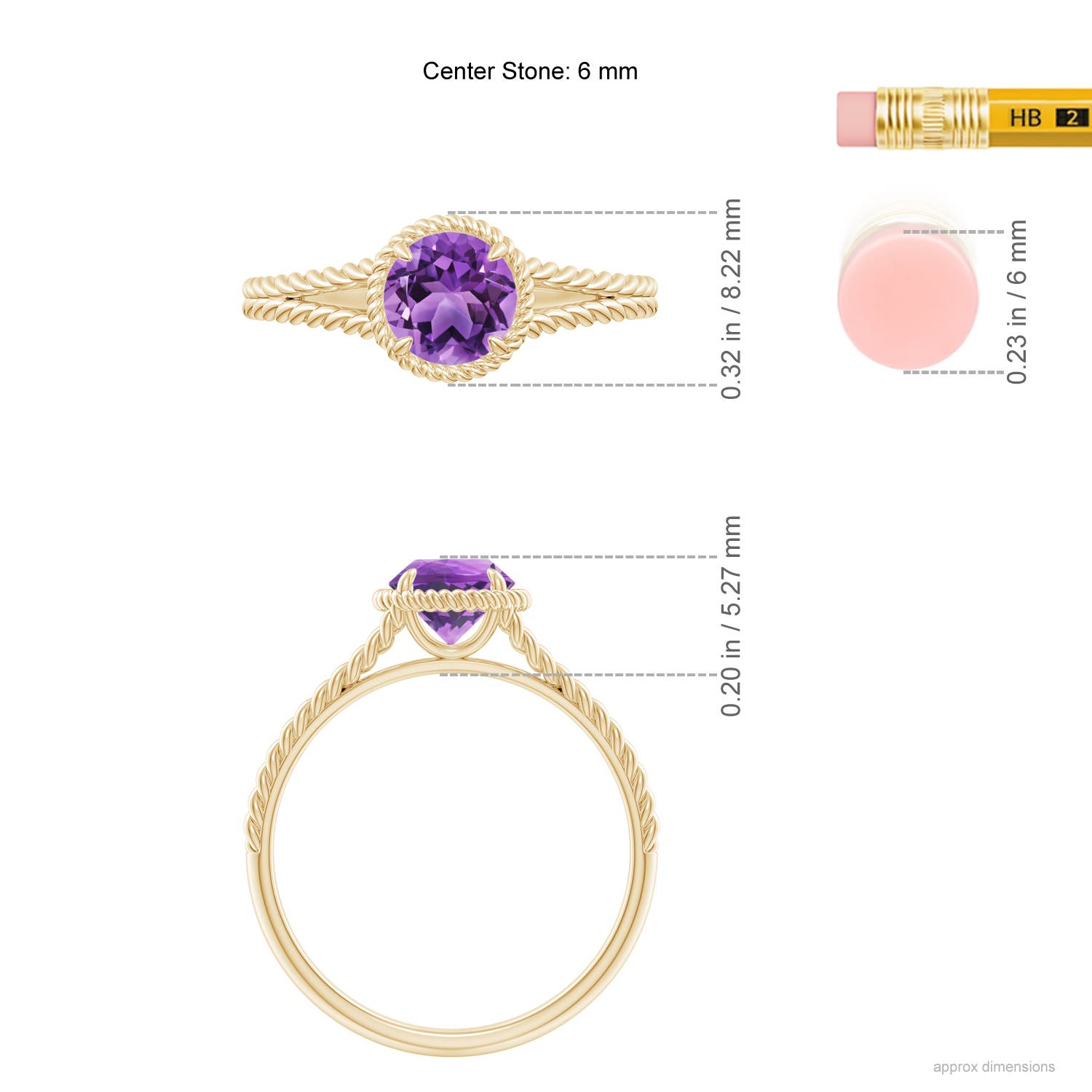 AA - Amethyst / 0.8 CT / 14 KT Yellow Gold