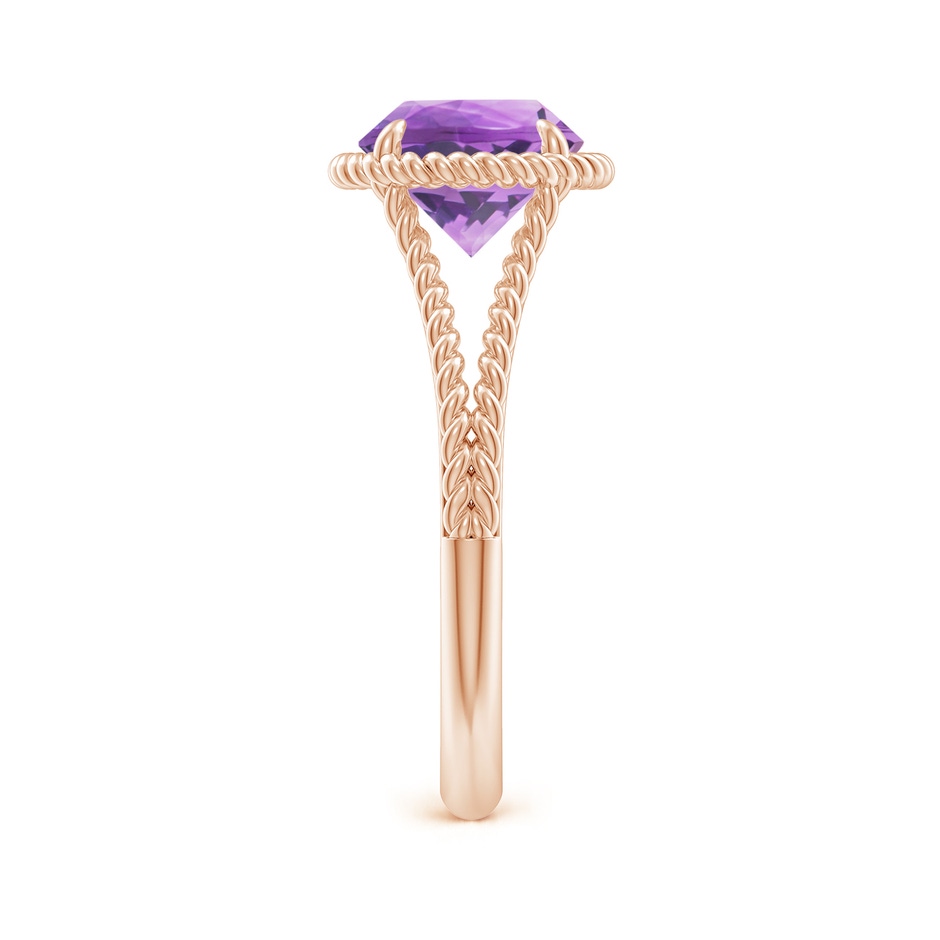 8mm A Amethyst Twist Rope Split Shank Ring in 18K Rose Gold side 299