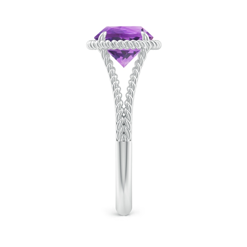 8mm AA Amethyst Twist Rope Split Shank Ring in 18K White Gold side 299