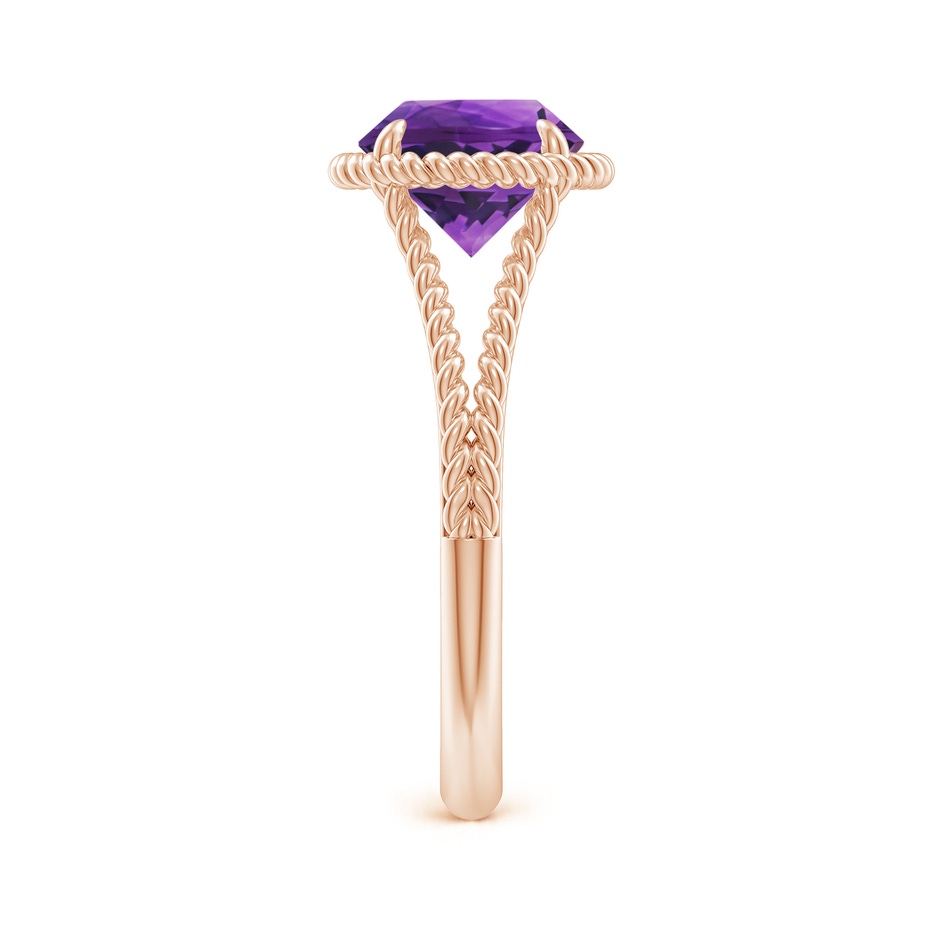 8mm AAAA Amethyst Twist Rope Split Shank Ring in 18K Rose Gold side 299