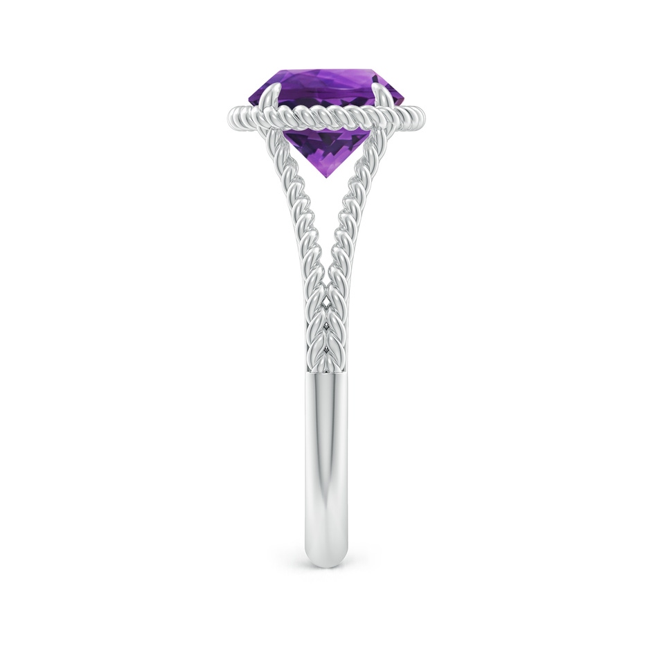 8mm AAAA Amethyst Twist Rope Split Shank Ring in White Gold side 299