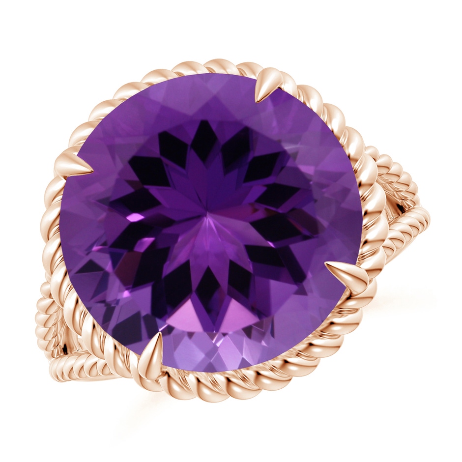 14.18x14.11x9.36mm AAA GIA Certified Amethyst Twist Rope Split Shank Ring in 9K Rose Gold 