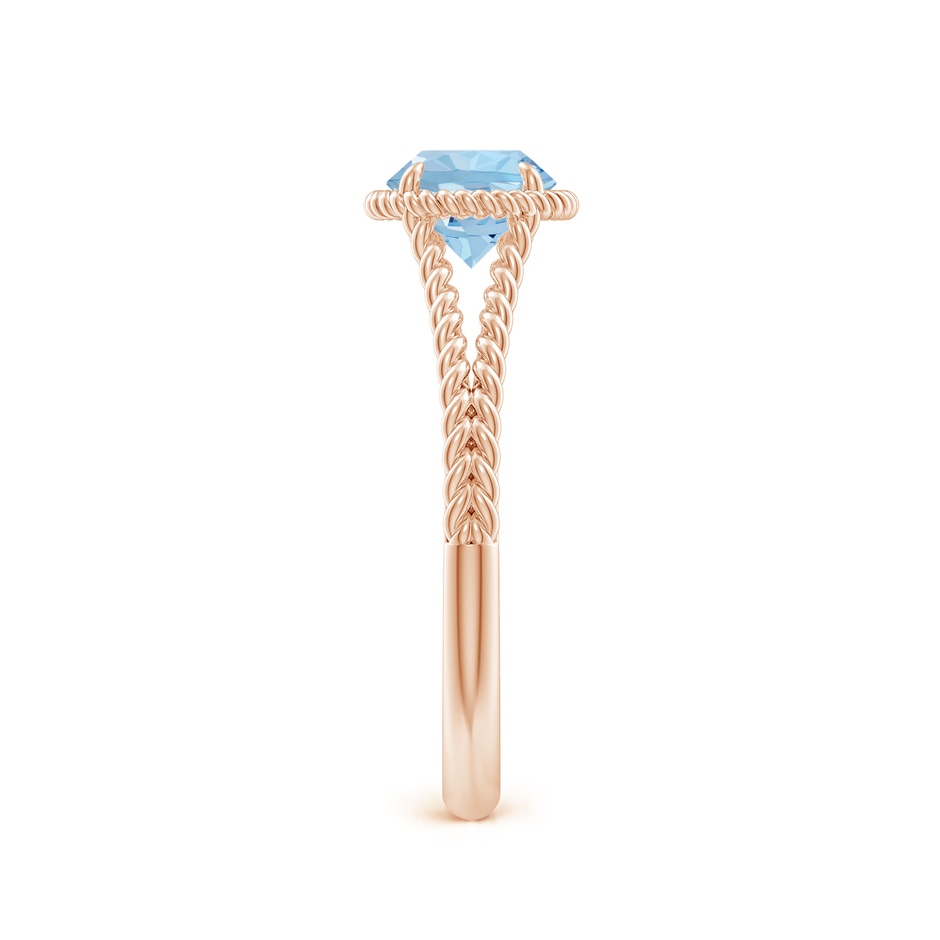 6mm AAA Aquamarine Twist Rope Split Shank Ring in Rose Gold side 299