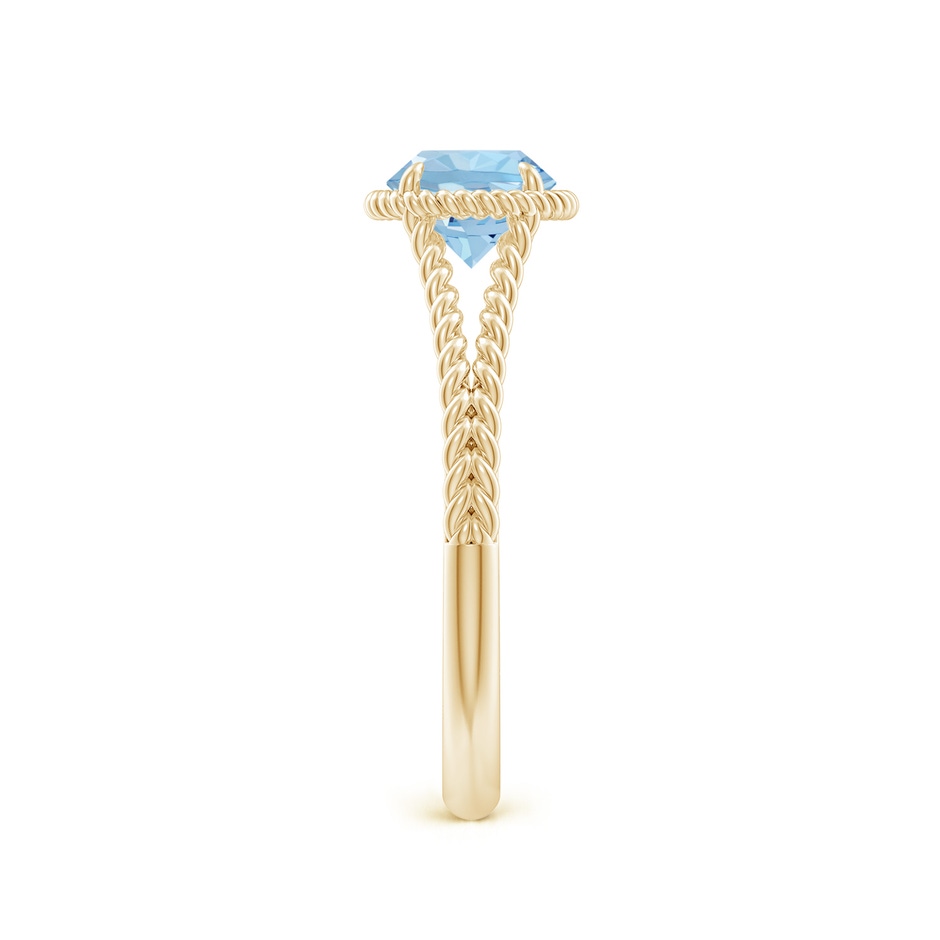 6mm AAA Aquamarine Twist Rope Split Shank Ring in Yellow Gold side 299