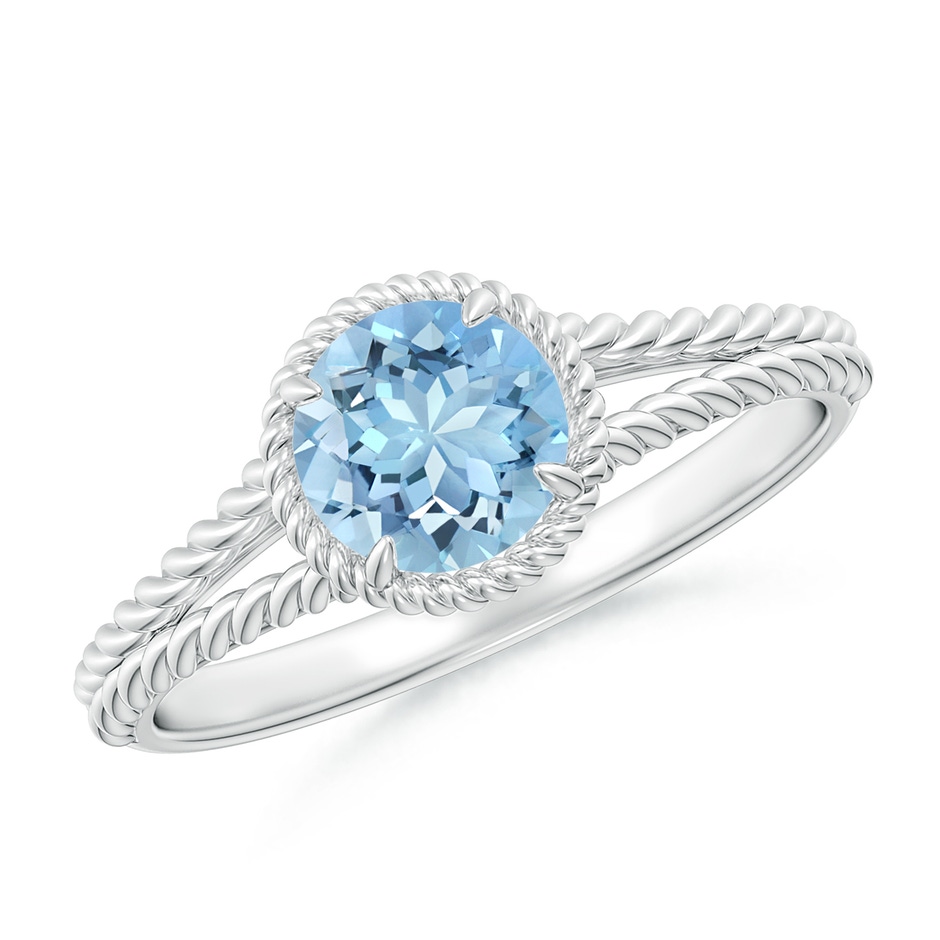 6mm AAAA Aquamarine Twist Rope Split Shank Ring in P950 Platinum 