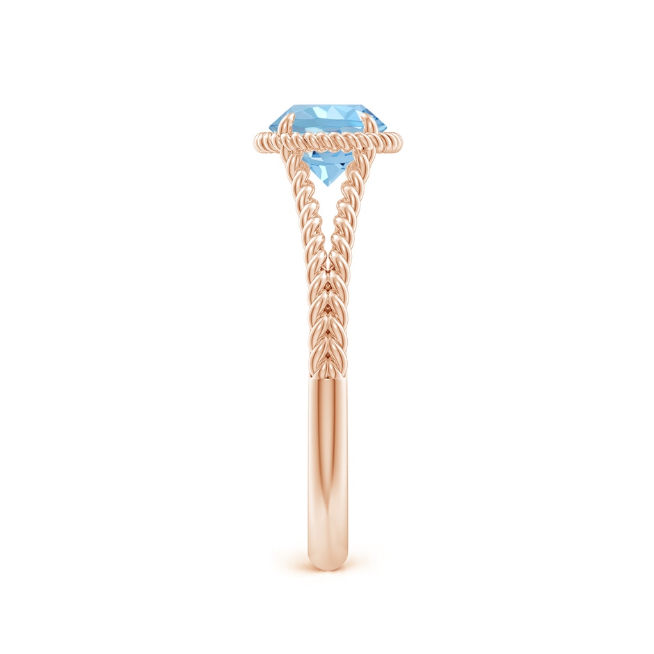6mm AAAA Aquamarine Twist Rope Split Shank Ring in Rose Gold side 299