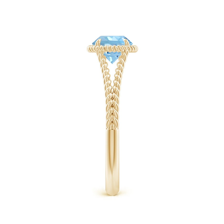6mm AAAA Aquamarine Twist Rope Split Shank Ring in Yellow Gold side 299