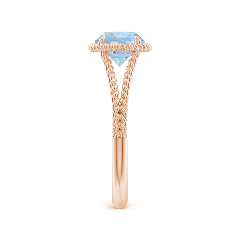 7mm AA Aquamarine Twist Rope Split Shank Ring in Rose Gold side 299