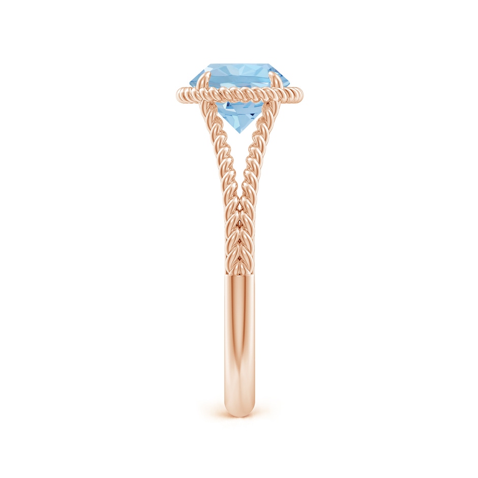7mm AAA Aquamarine Twist Rope Split Shank Ring in Rose Gold side 299