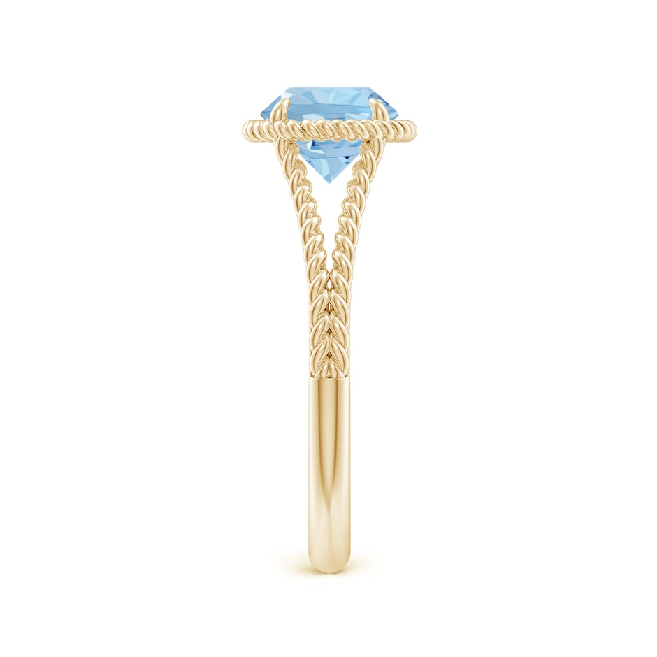 7mm AAA Aquamarine Twist Rope Split Shank Ring in Yellow Gold side 299