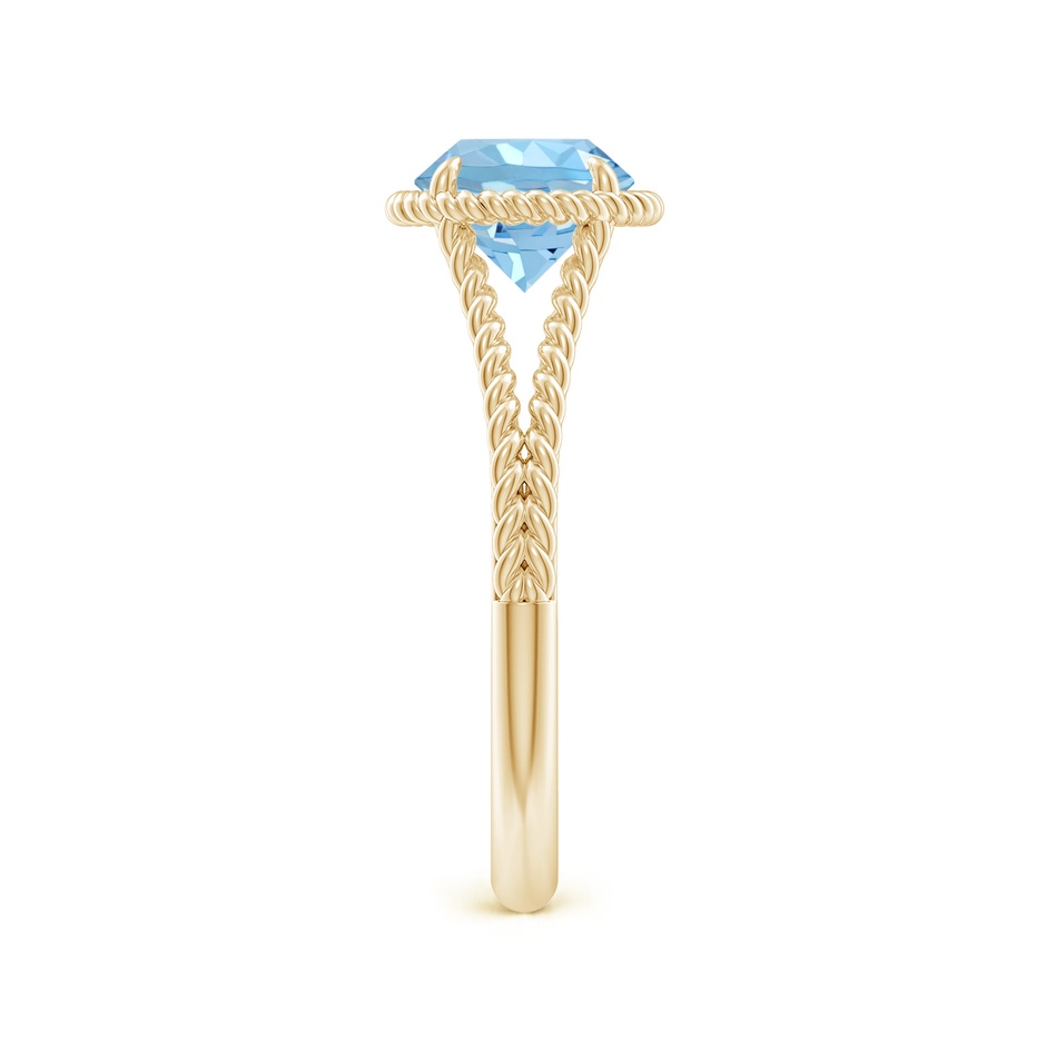 7mm AAAA Aquamarine Twist Rope Split Shank Ring in Yellow Gold side 299
