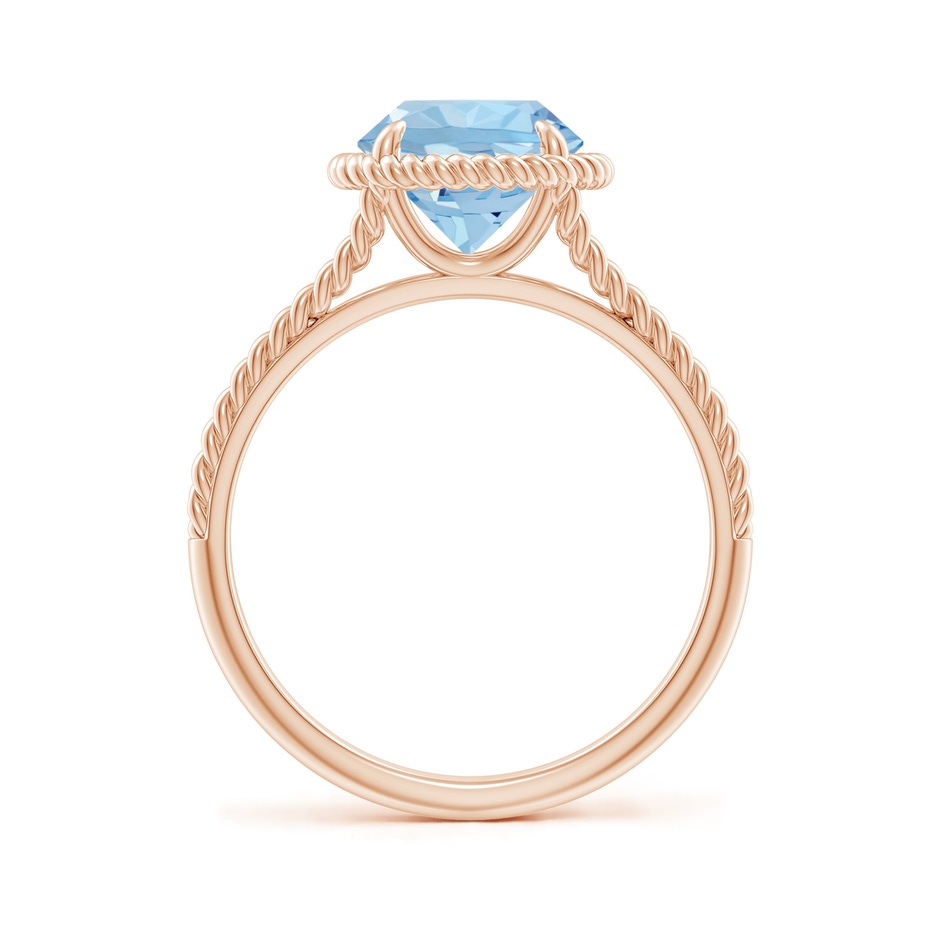 8mm AAA Aquamarine Twist Rope Split Shank Ring in Rose Gold side 199