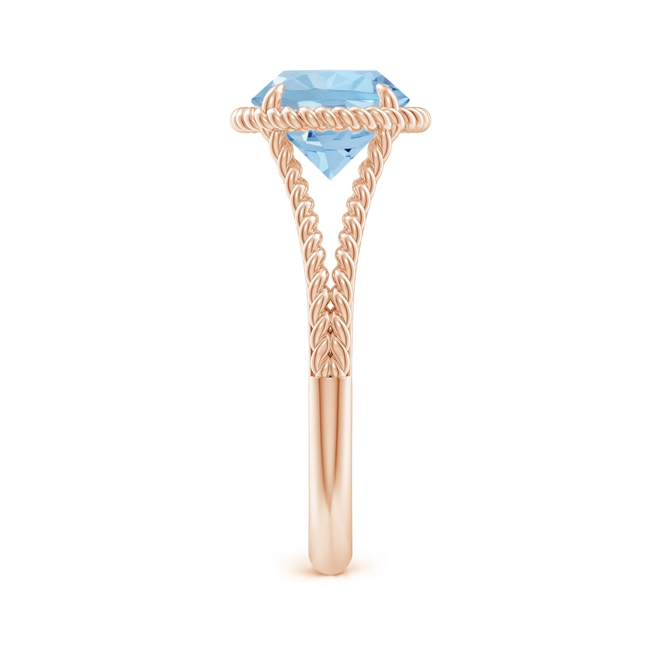 8mm AAA Aquamarine Twist Rope Split Shank Ring in Rose Gold side 299