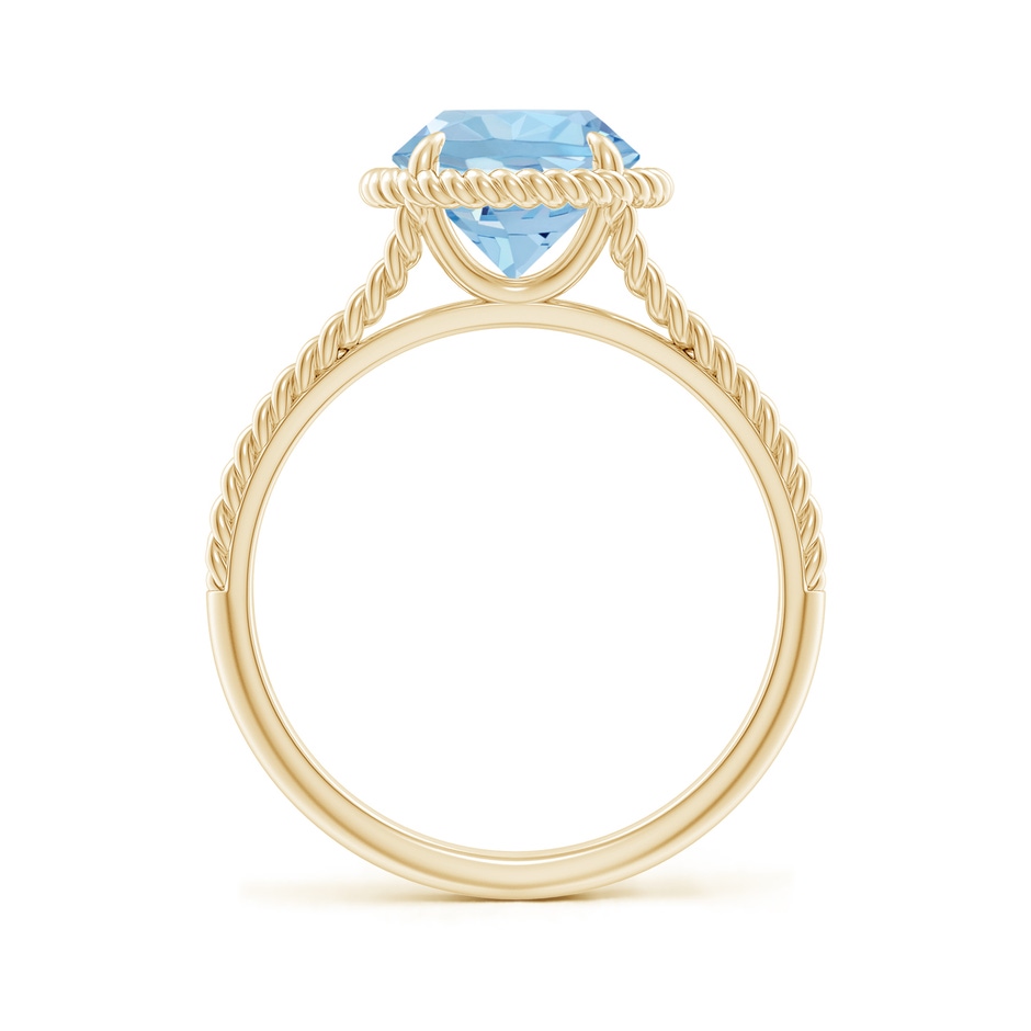 8mm AAA Aquamarine Twist Rope Split Shank Ring in Yellow Gold side 199