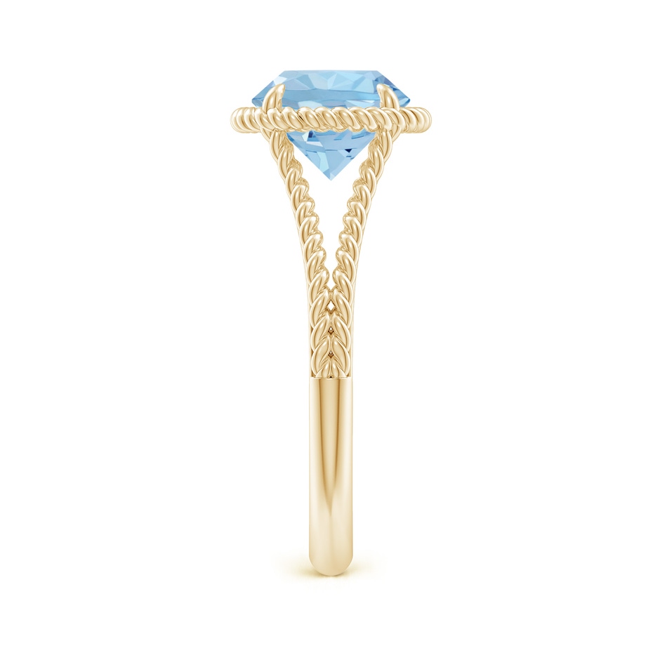 8mm AAA Aquamarine Twist Rope Split Shank Ring in Yellow Gold side 299