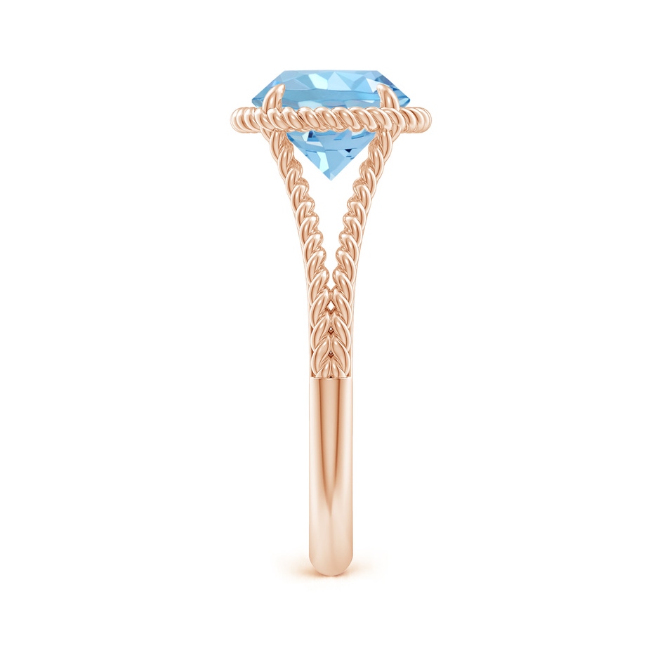 8mm AAAA Aquamarine Twist Rope Split Shank Ring in Rose Gold side 299