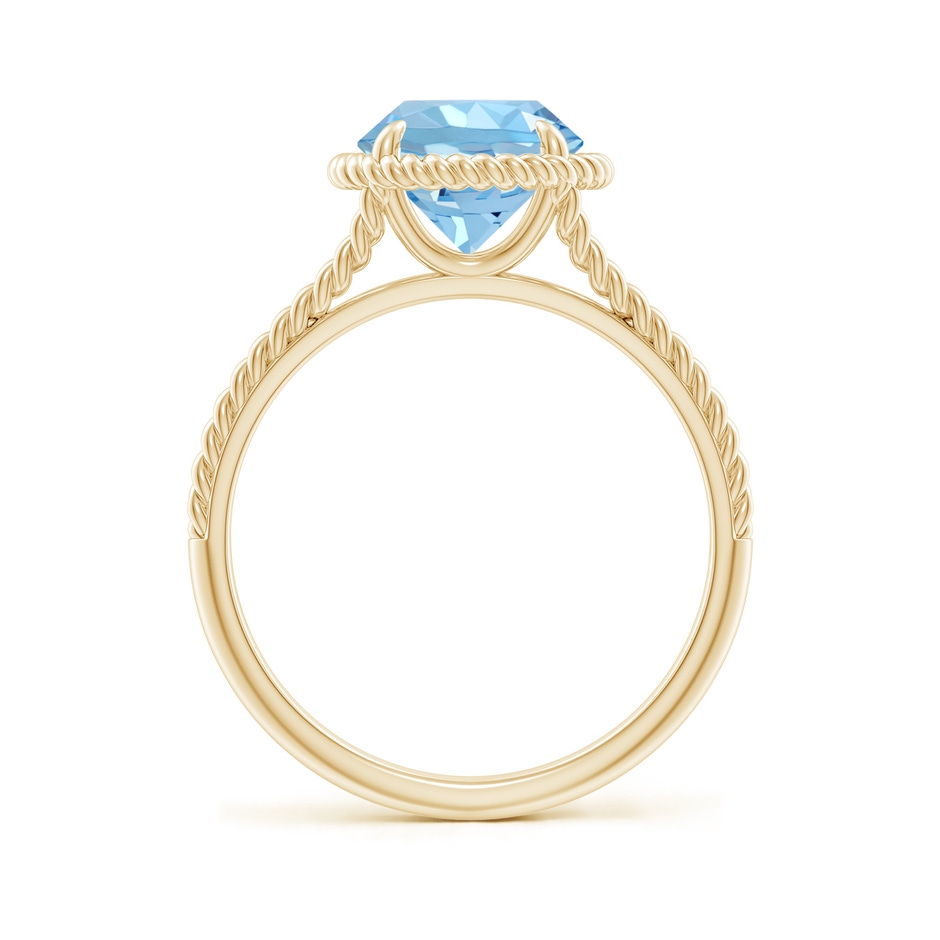 8mm AAAA Aquamarine Twist Rope Split Shank Ring in Yellow Gold side 199