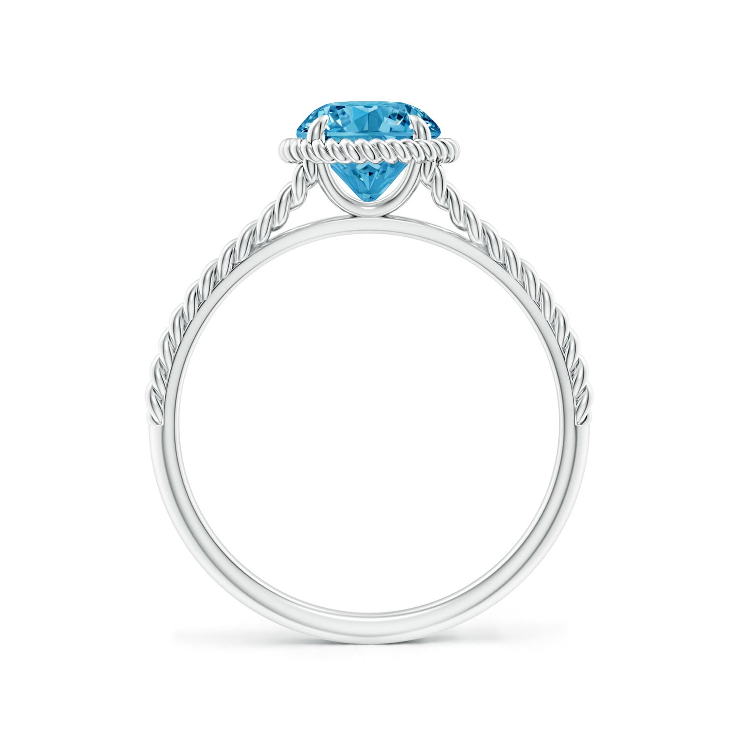 6.4mm AAAA Fancy Intense Blue Diamond Twist Rope Split Shank Ring in P950 Platinum