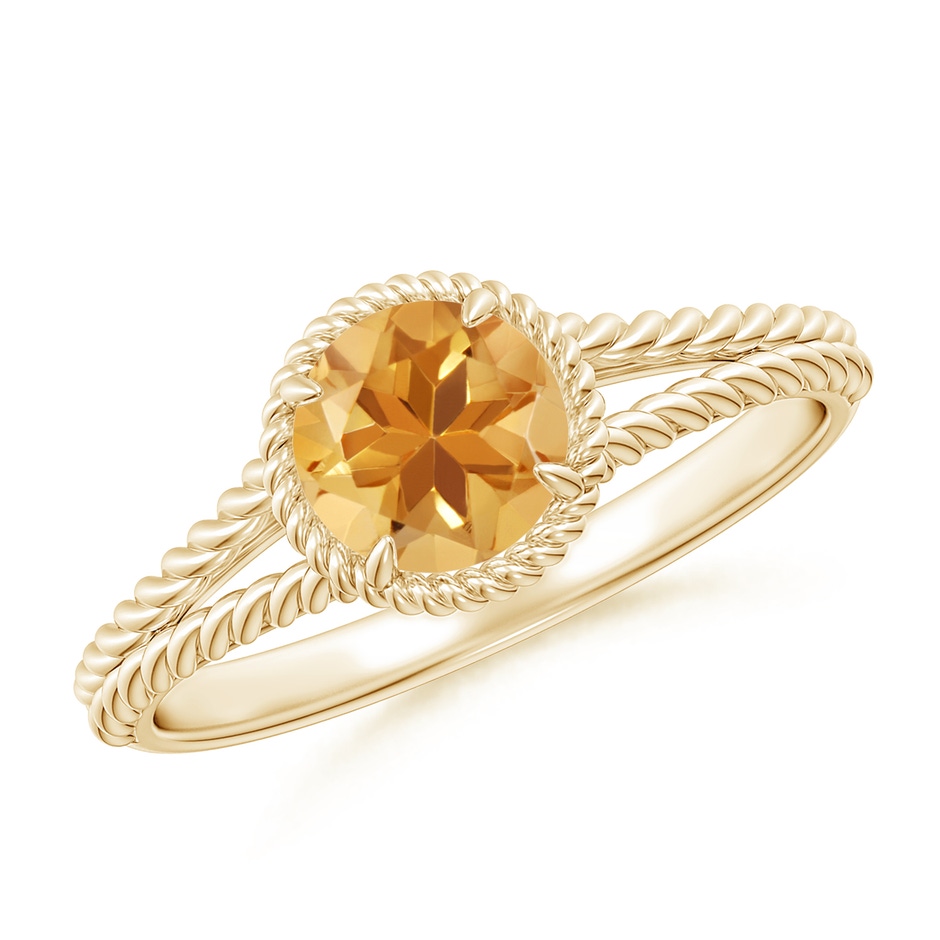 6mm A Citrine Twist Rope Split Shank Ring in Yellow Gold 