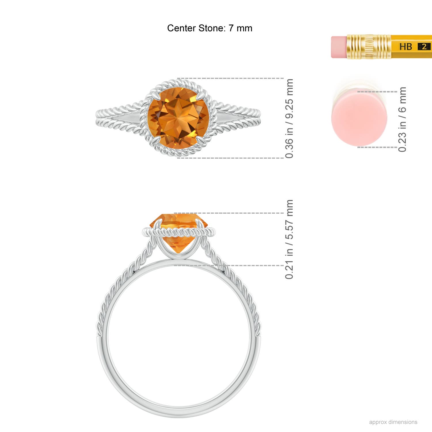 AAA - Citrine / 1.25 CT / 14 KT White Gold