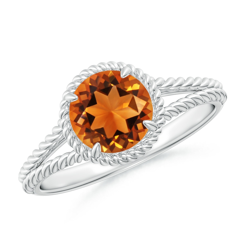 7mm AAAA Citrine Twist Rope Split Shank Ring in P950 Platinum 