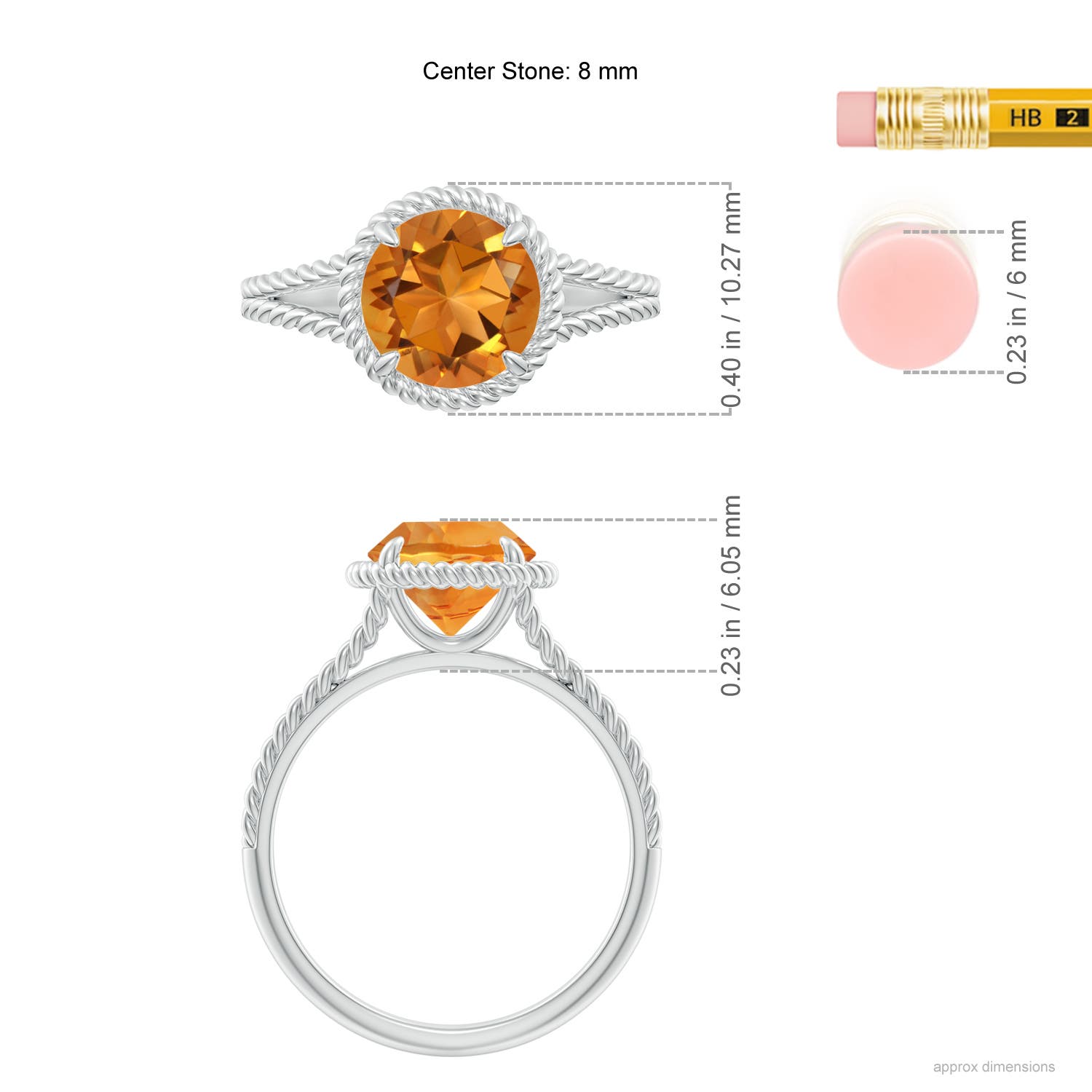 AAA - Citrine / 1.7 CT / 14 KT White Gold